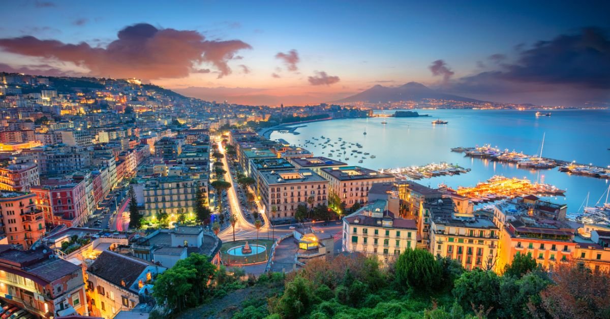 Scenic view of Naples at dusk