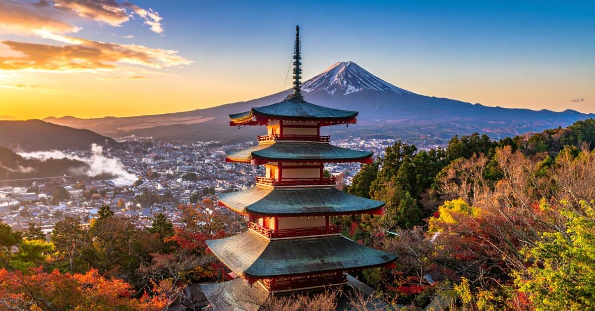 beautiful trample and mountain in Japan