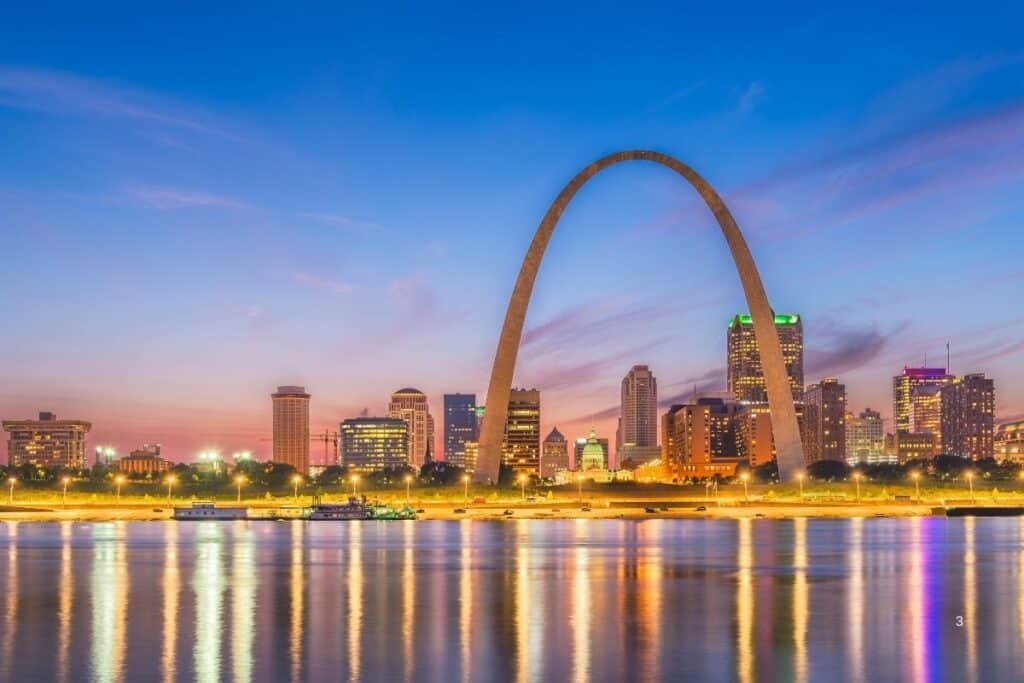 St. Louis skyline at sunset